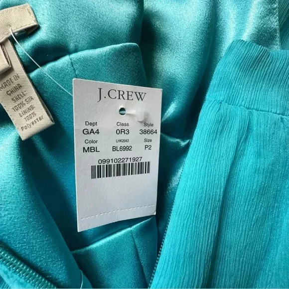 NWT | J CREW ZADIE PURE SILK TIERED RUFFLE DRESS BLUE | SIZE: 2 PETITE - Picture 8 of 9